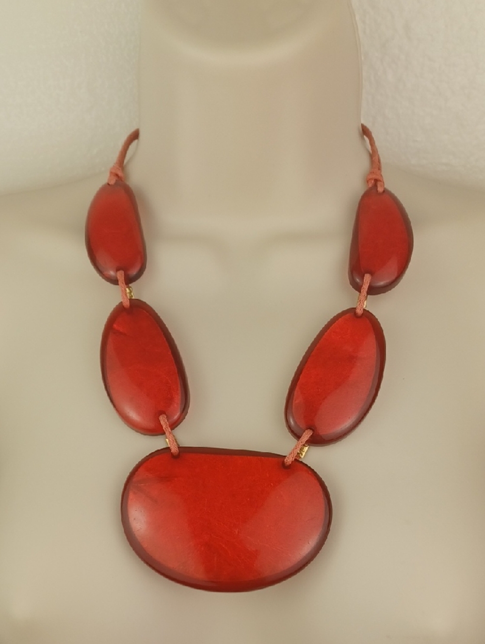 Macy's Resin Mod Art Chunky Red Statement Necklace NWT